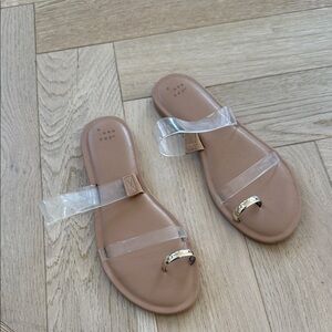 A New Day Women's Clear Strap Tan Sandals
